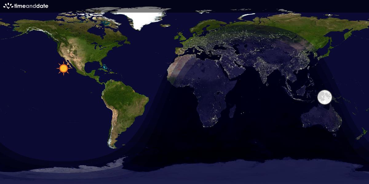 Verdenskart som viser dag og natt 