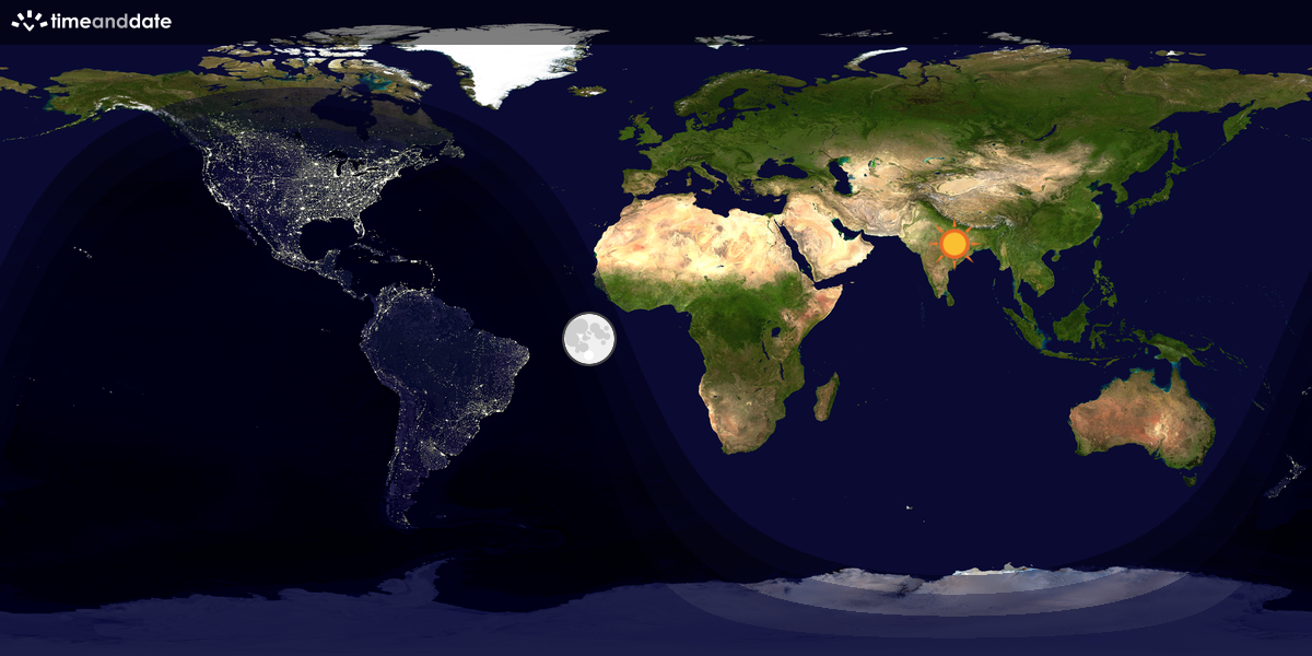 Verdenskart som viser dag og natt 