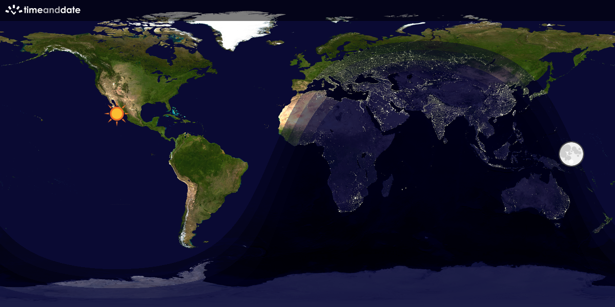 Verdenskart som viser dag og natt 