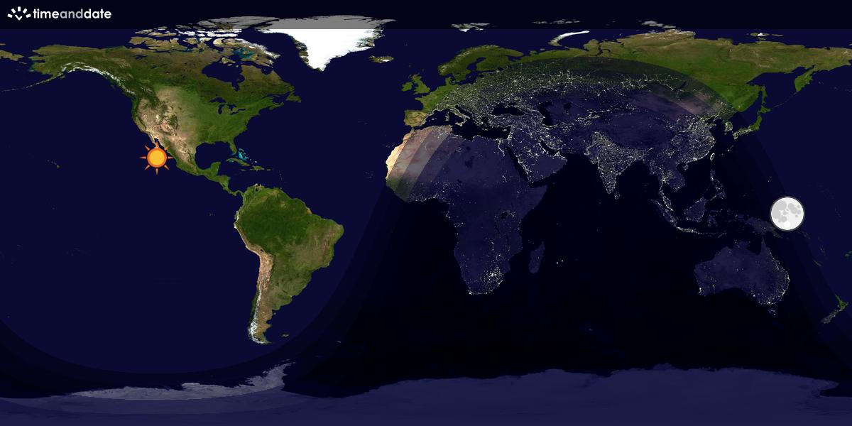 Verdenskart som viser dag og natt 