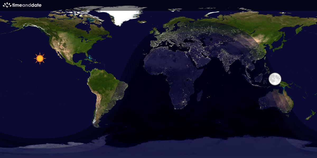 Verdenskart som viser dag og natt 