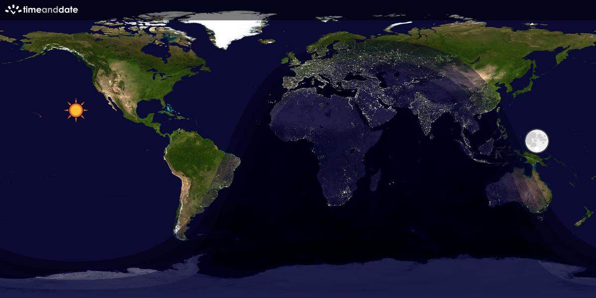 Verdenskart som viser dag og natt 