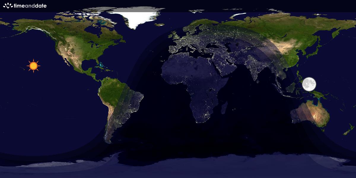 Verdenskart som viser dag og natt 