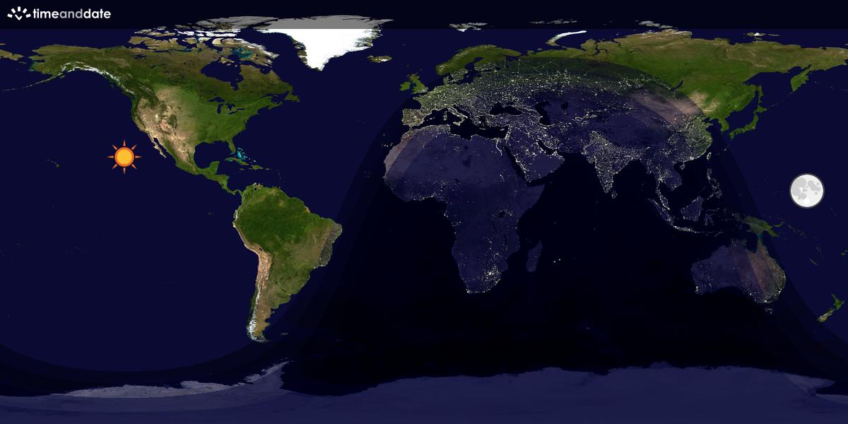 Verdenskart som viser dag og natt 