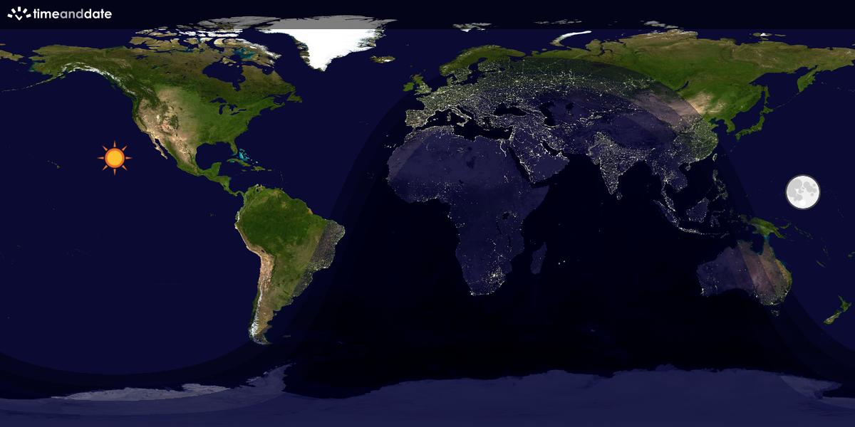 Verdenskart som viser dag og natt 