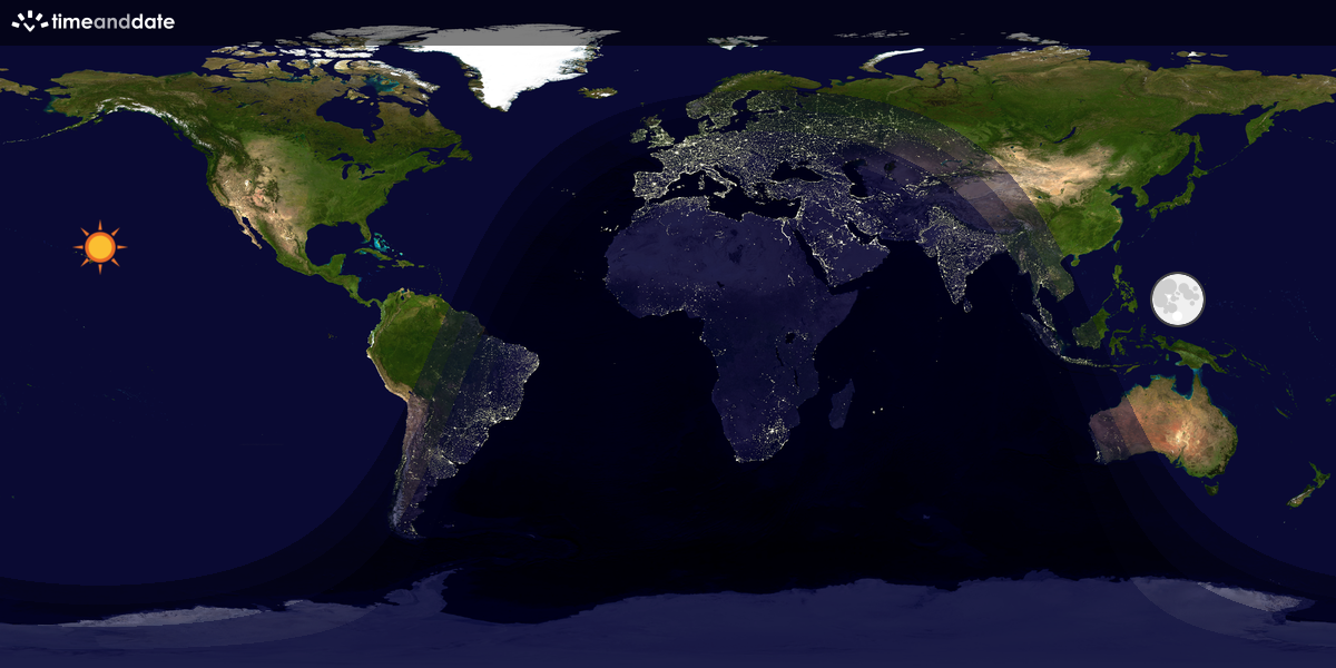 Verdenskart som viser dag og natt 