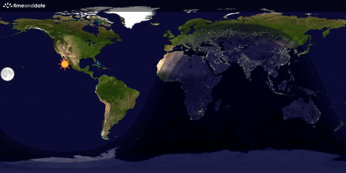 Verdenskart som viser dag og natt 
