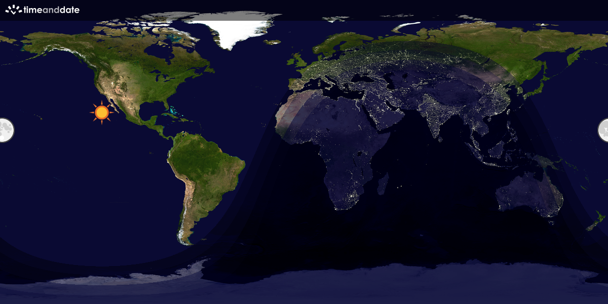 Verdenskart som viser dag og natt 