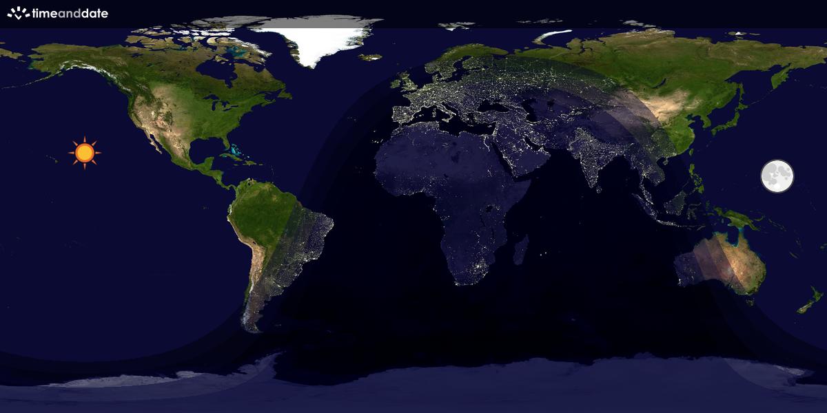 Verdenskart som viser dag og natt 