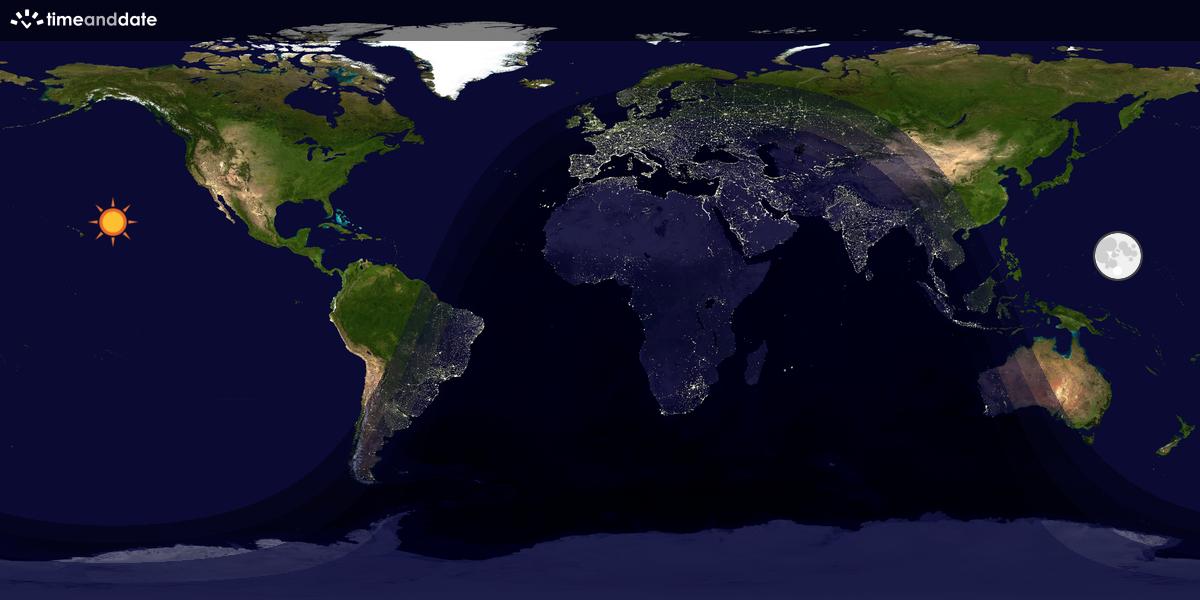 Verdenskart som viser dag og natt 