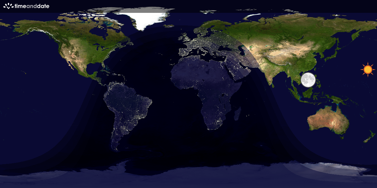 Verdenskart som viser dag og natt 