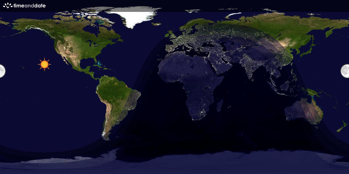 Verdenskart som viser dag og natt 