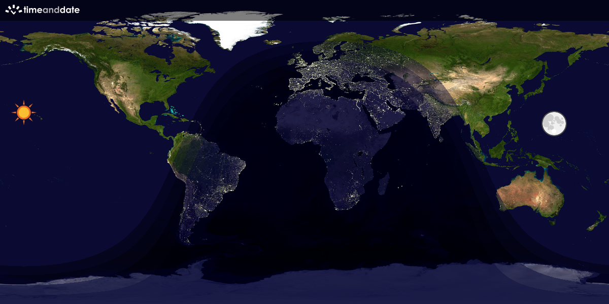 Verdenskart som viser dag og natt 