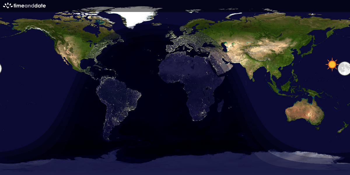 Verdenskart som viser dag og natt 