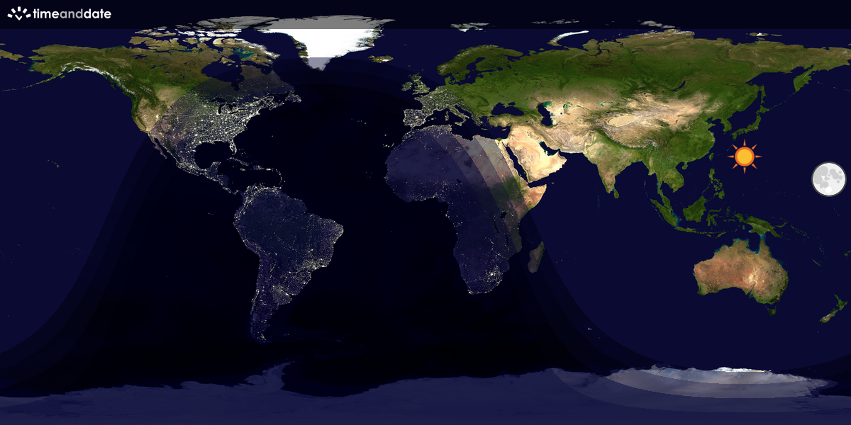 Verdenskart som viser dag og natt 