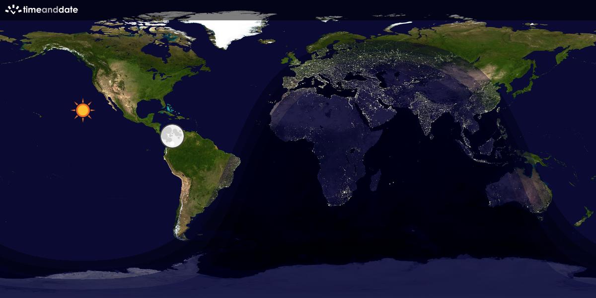 Verdenskart som viser dag og natt 