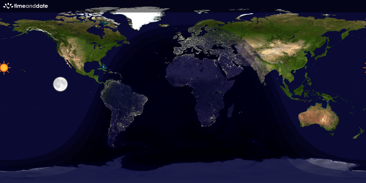 Verdenskart som viser dag og natt 