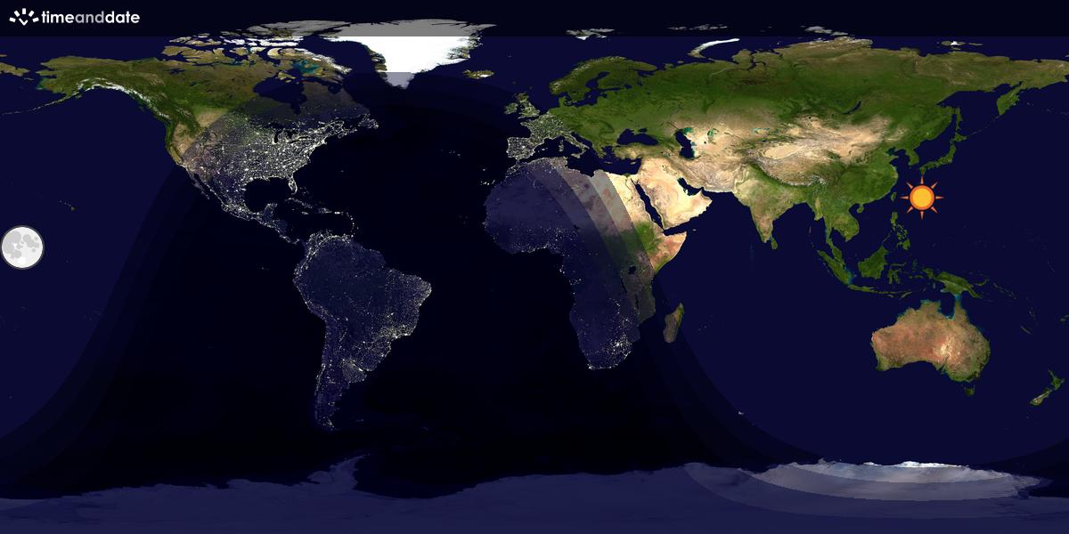 Verdenskart som viser dag og natt 