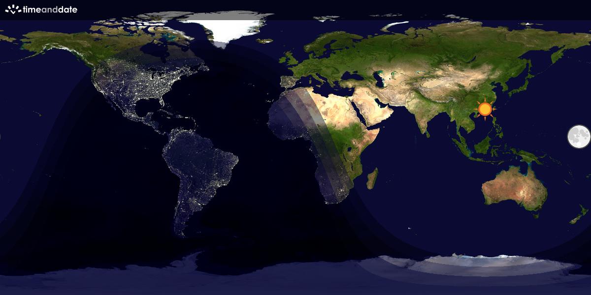 Verdenskart som viser dag og natt 