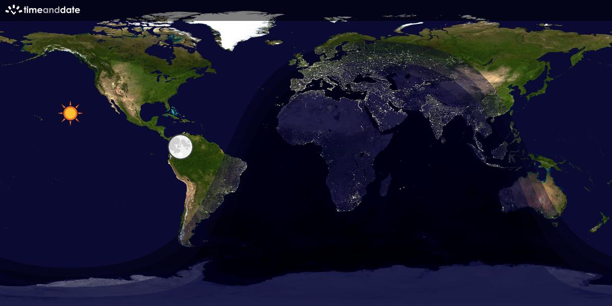 Verdenskart som viser dag og natt 