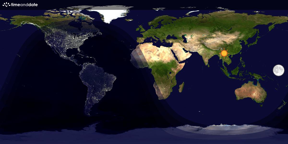 Verdenskart som viser dag og natt 