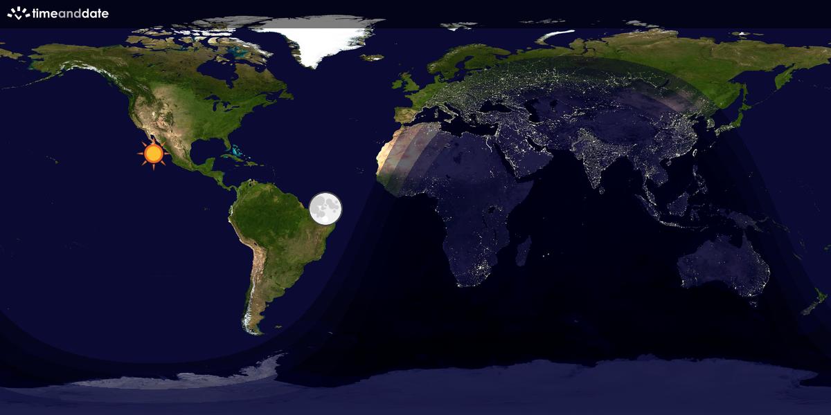 Verdenskart som viser dag og natt 