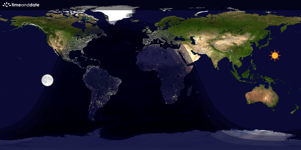 Verdenskart som viser dag og natt 