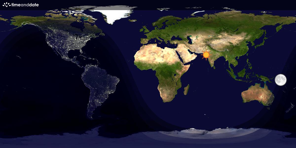 Verdenskart som viser dag og natt 