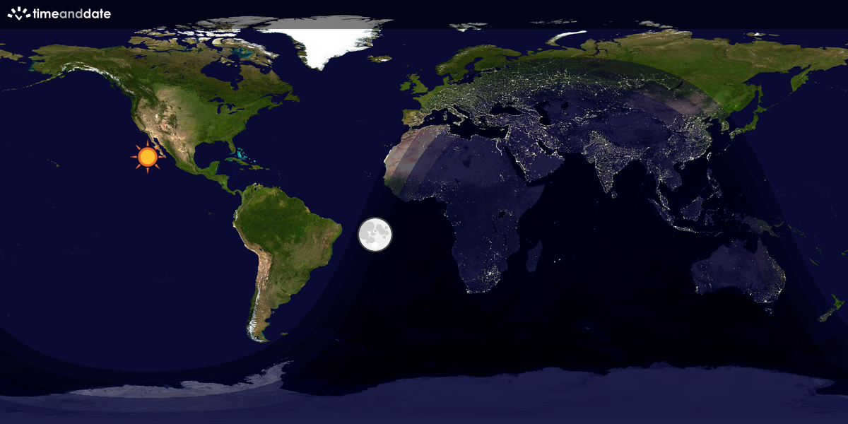 Verdenskart som viser dag og natt 