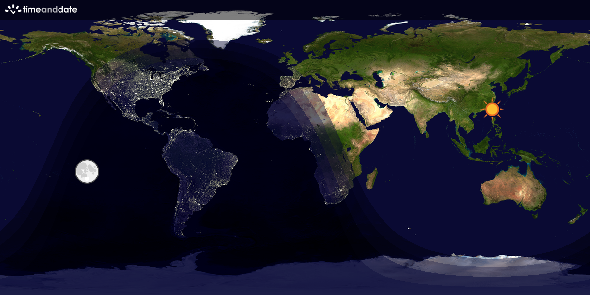 Verdenskart som viser dag og natt 