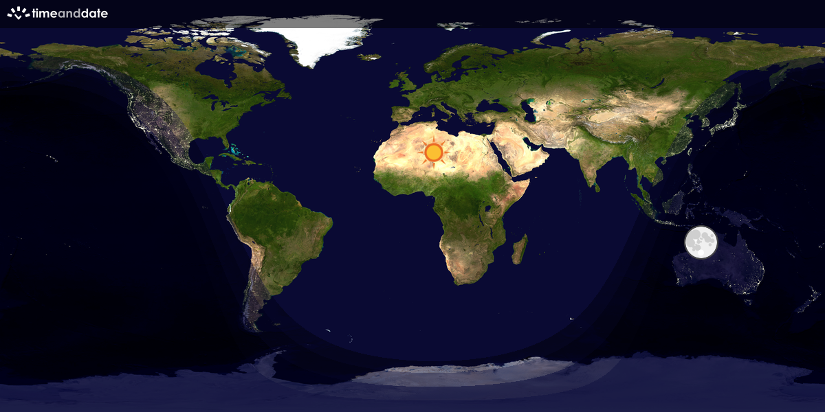 Verdenskart som viser dag og natt 