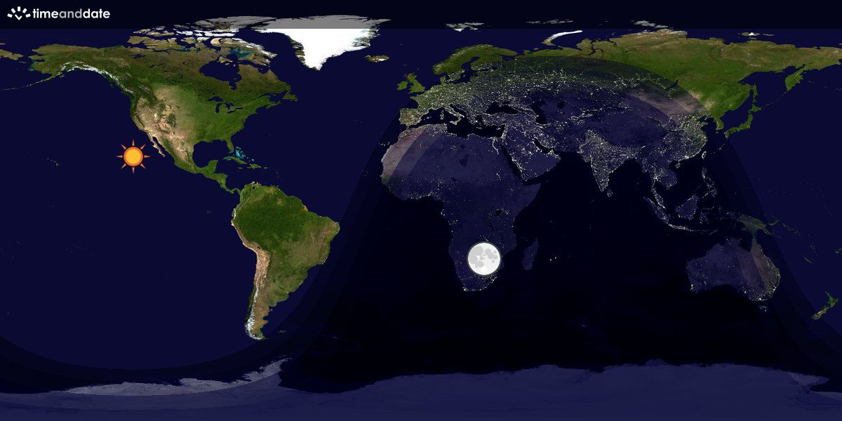 Verdenskart som viser dag og natt 