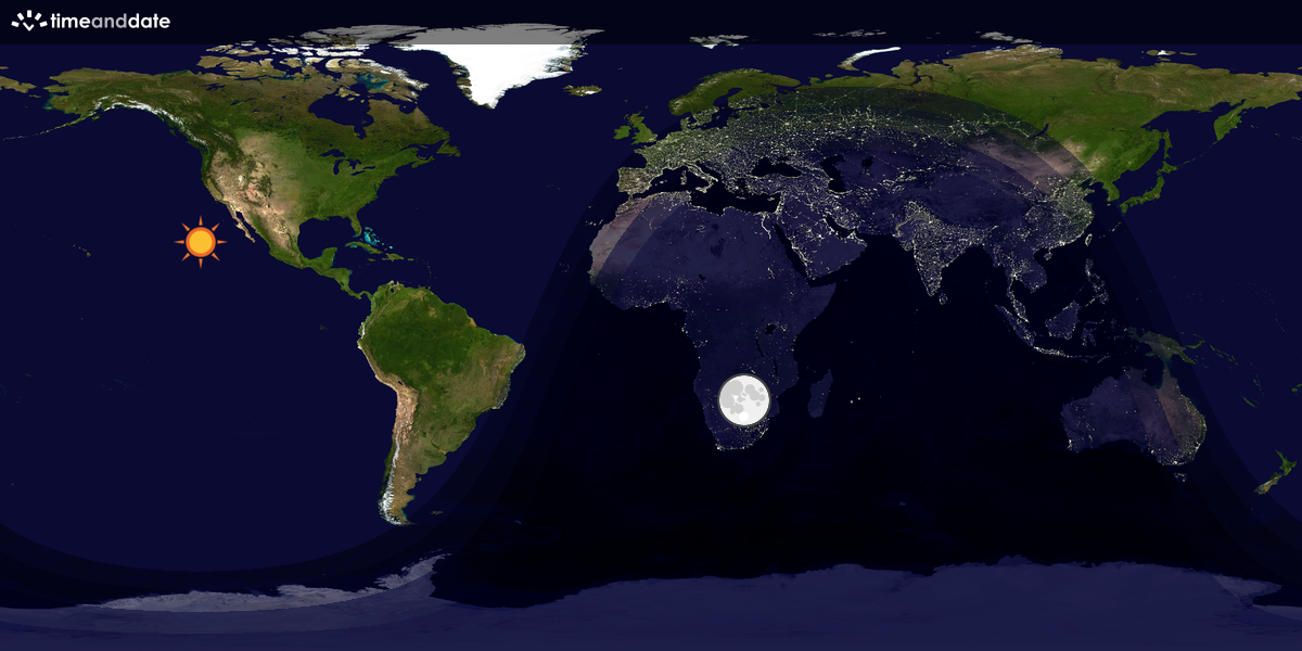 Verdenskart som viser dag og natt 