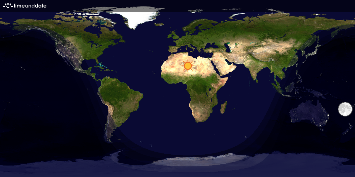 Verdenskart som viser dag og natt 