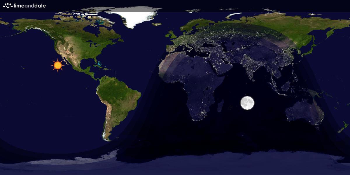Verdenskart som viser dag og natt 