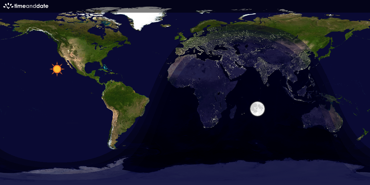 Verdenskart som viser dag og natt 