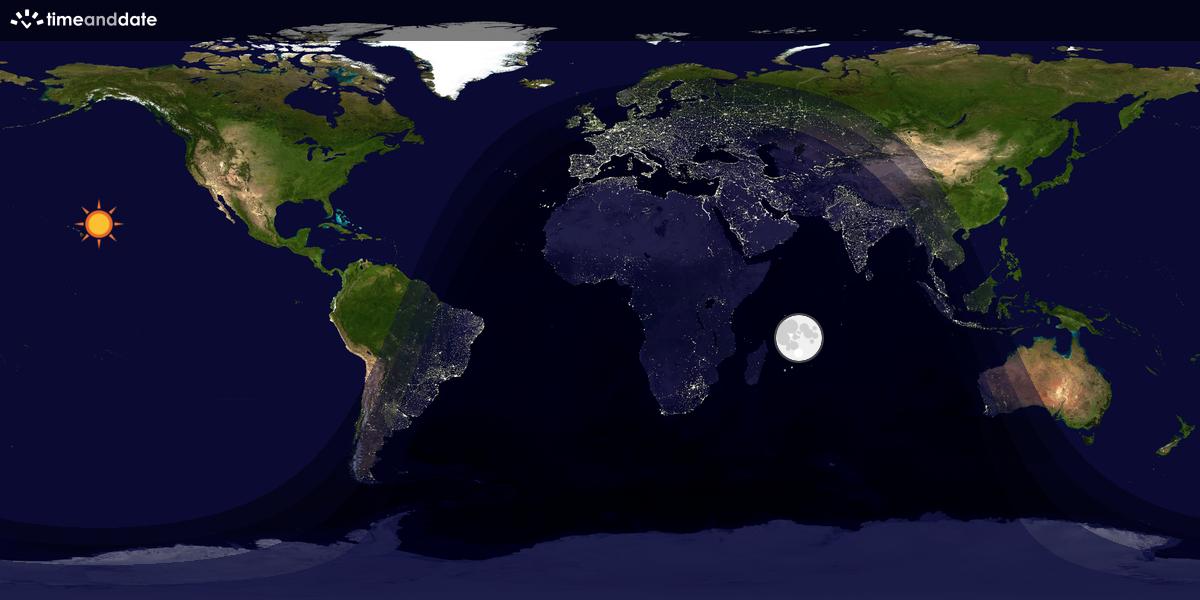 Verdenskart som viser dag og natt 