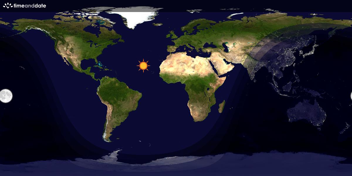 Verdenskart som viser dag og natt 