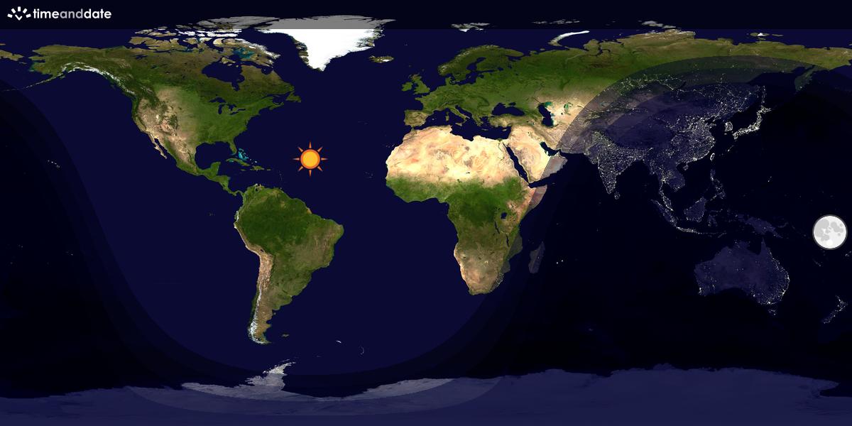 Verdenskart som viser dag og natt 