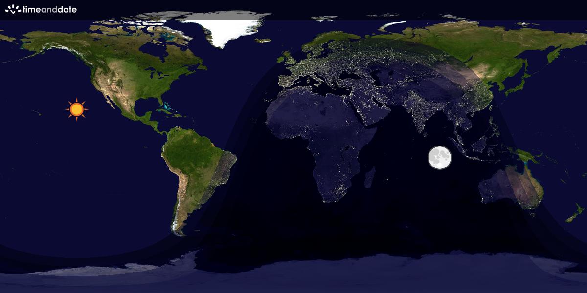 Verdenskart som viser dag og natt 