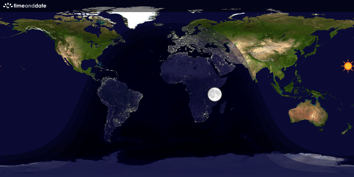 Verdenskart som viser dag og natt 