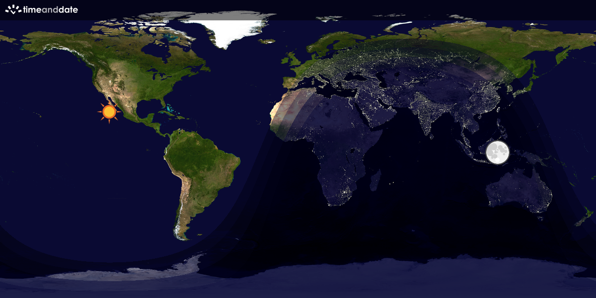 Verdenskart som viser dag og natt 