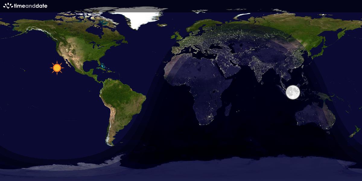 Verdenskart som viser dag og natt 