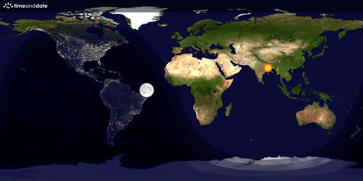 Verdenskart som viser dag og natt 