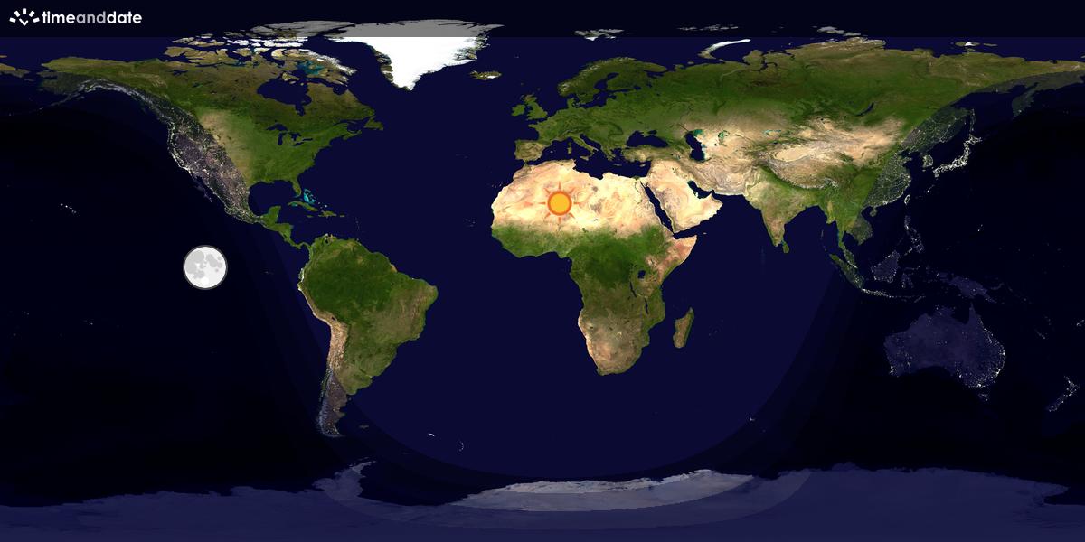 Verdenskart som viser dag og natt 