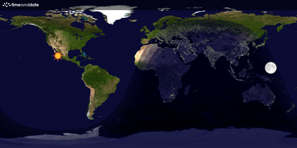 Verdenskart som viser dag og natt 