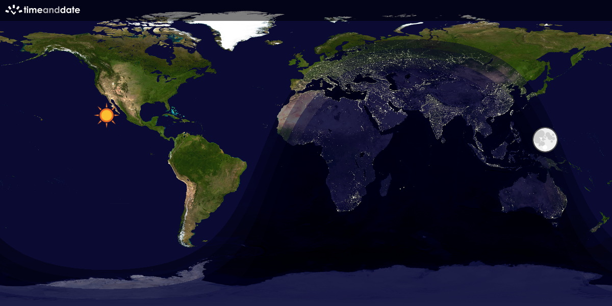 Verdenskart som viser dag og natt 