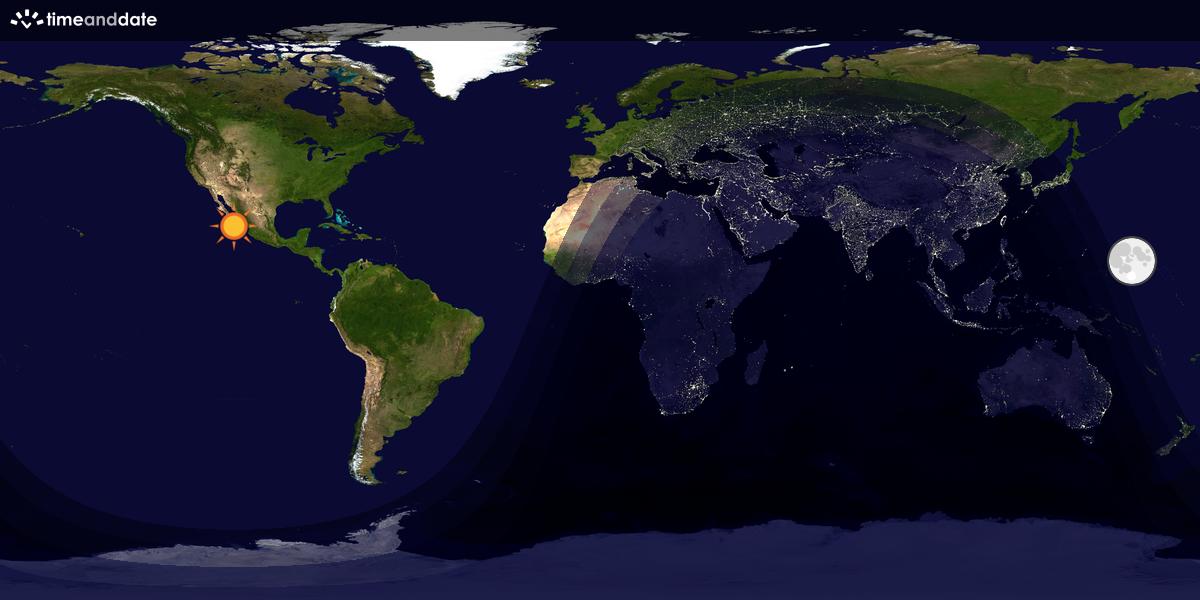 Verdenskart som viser dag og natt 