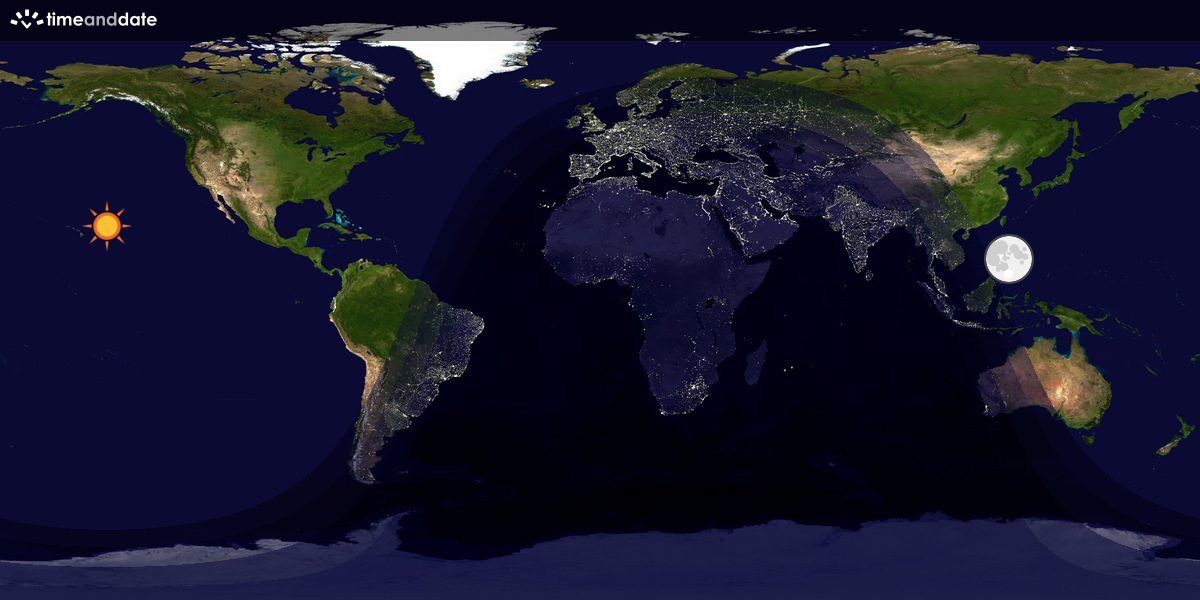 Verdenskart som viser dag og natt 