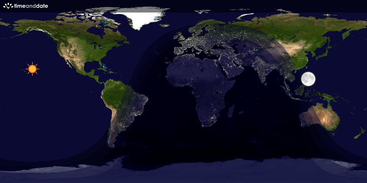 Verdenskart som viser dag og natt 